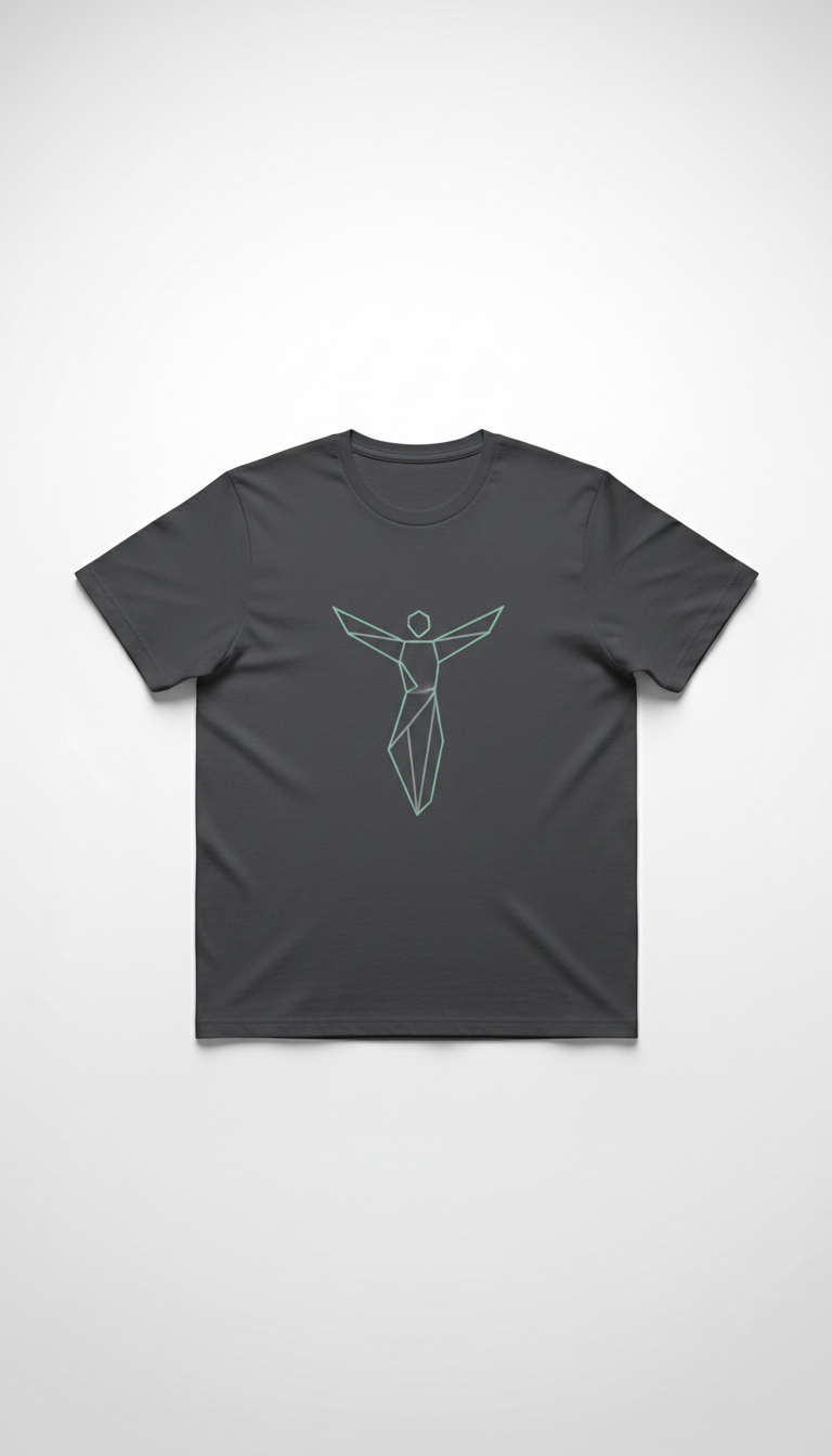 Gamma Man Charcoal Tee with Minimalist Linework