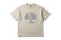 Gamma Man Beige Tee with Silver Tree of Life and Gamma Logo on left chest