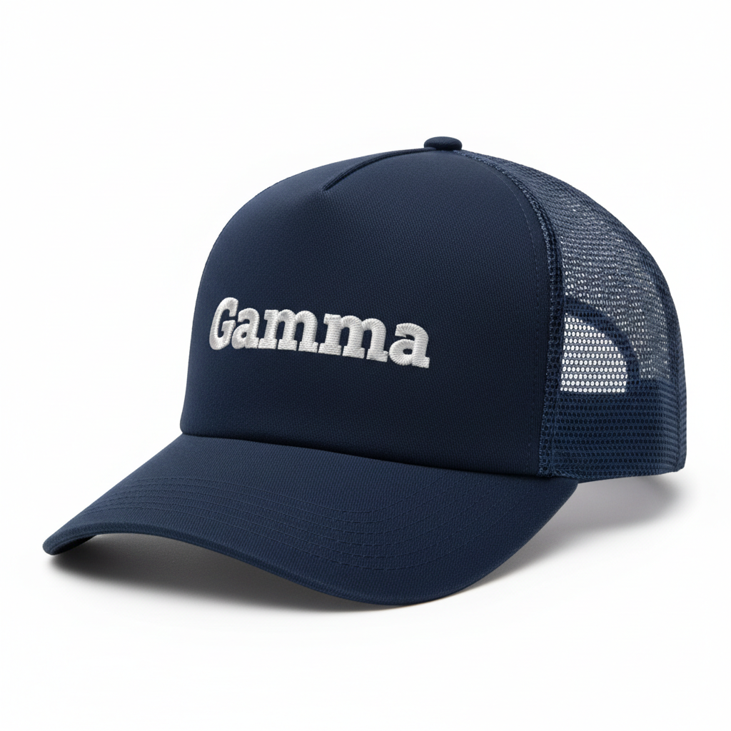 Gamma Trucker Cap in Navy with white embroidered logo