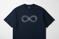 Gamma Man Navy Tee with Grid Infinity Symbol and Gamma Logo on left chest