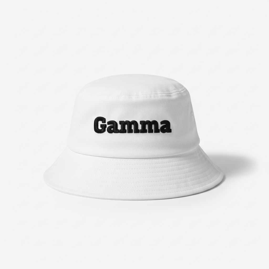 Gamma Fisherman's Bucket Hat in White with black embroidered logo