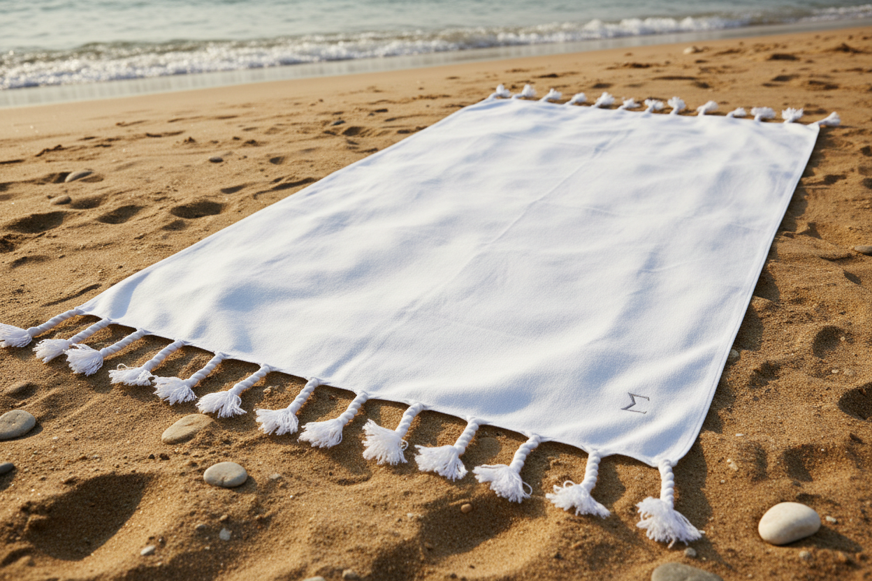 Gamma Linen Beach Towel – White